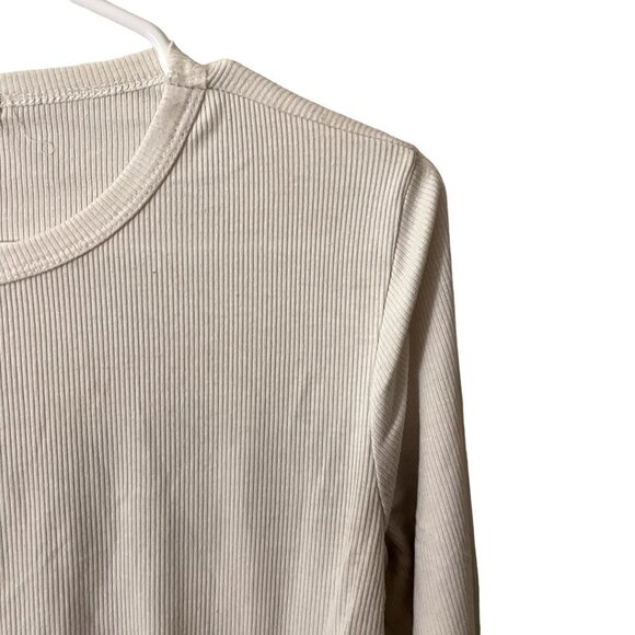 Sky and Sparrow white knit ribbed sweater ruched cinched sides drawstring top - Picture 2 of 5